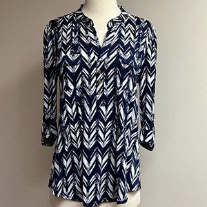 Cocomo Navy/White 3/4 Sleeve Blouse